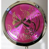 Purse Handbag Double Compact Cosmetic Mirror - Butterfly - Hot Pink