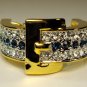 MENS NECK TIE SET RING CLASP CLIP CHARM 24K SAPPHIRE TIE BLING WEDDING GROOM NEW