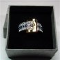 MENS NECK TIE SET RING CLASP CLIP CHARM 24K SAPPHIRE TIE BLING WEDDING GROOM NEW
