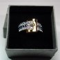 MENS NECK TIE SET RING CLASP CLIP CHARM 24K SAPPHIRE TIE BLING WEDDING GROOM NEW