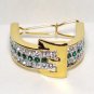 24K tie bling ring wedding prom Christmas gift New year cuff emerald reed saddle
