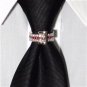 MENS NECK TIE RING CLASP CHARM TIE BLING RUBY STAINLESS TACK PIN SUIT EURO BOSS