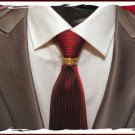 MENS NECK TIE RING CLASP CHARM TACK PIN SUIT EURO BOSS CITRINE BIRTHSTONE GIFT