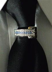 NECK TIE RING CLASP CLIP CHARM TACK SUIT TOPAZ DECEMBER BIRTHSTONE AUTHENTIC