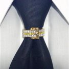 MENS NECK TIE 24K RING CLASP CLIP CHARM TACK SUIT CITRINE NOVEMBER BIRTHSTONE