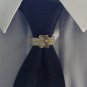 MENS NECK TIE 24K RING CLASP CLIP CHARM TACK SUIT CITRINE NOVEMBER BIRTHSTONE