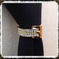 MENS NECK TIE 24K RING CLASP CLIP CHARM TACK SUIT CITRINE NOVEMBER BIRTHSTONE