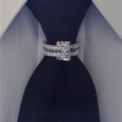 MENS NECK TIE RING EMERALD SADDLE SEAT TACK CLASP CLIP CHARM TACK PIN SUIT