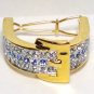 NECK TIE 24K RING CLASP CLIP CHARM TACK SUIT TOPAZ DECEMBER BIRTHSTONE AUTHENTIC