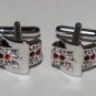 Cufflinks groom dress euro Ruby CZ stones two toned free shipping worldwide new