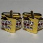 Groom dress euro cufflinks 24K Ruby CZ stones two toned free shipping worldwide