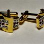 Groom dress euro cufflinks 24K Ruby CZ stones two toned free shipping worldwide