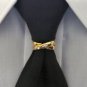 MENS NECK TIE SET RING CLASP CLIP CHARM 24K SADDLE SEAT TIE BLING AUTHENTIC NEW