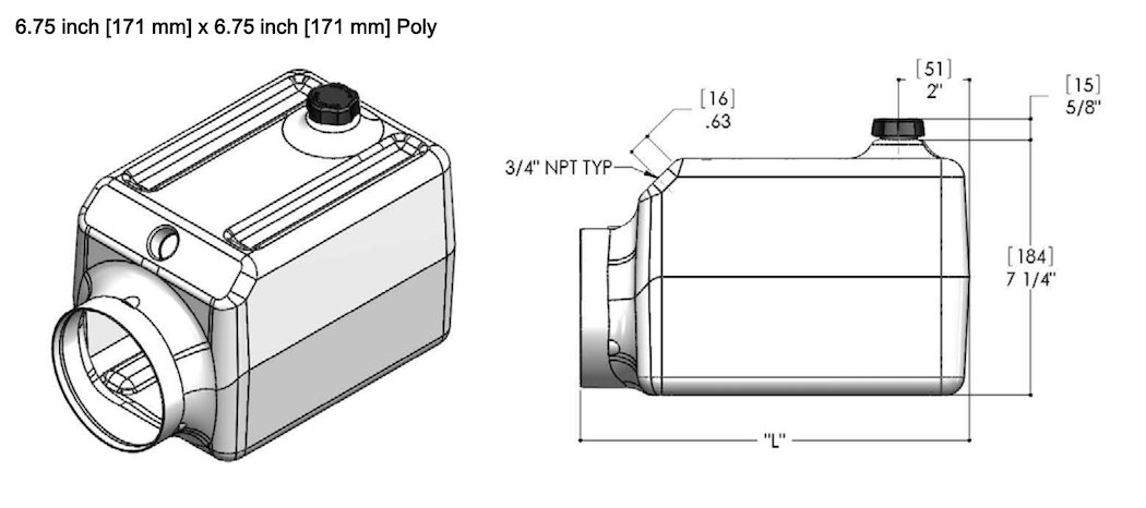 Monarch 14165 K14165 Poly Gallon Horizontal Reservoir 6.75 x 6.75 x 9 Inch