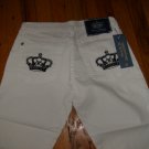 Victoria Beckham Crystal Crown Jeans, white w black crown/27