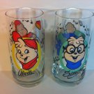Alvin And The Chipminks, 2 Glasses From 1985, 1 Simen And 1 Alvin