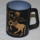 VTG  GLASBAKE SAGITTARIUS  ZODIAC COFFEE CUP / MUG MILK WHITE BLACK GOLD PAINT
