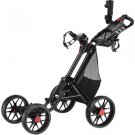 CaddyTek 1-Click Folding 4-Wheel Golf Push Cart, black