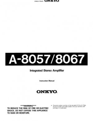 Onkyo A807 A-807 Operating Guide User Instructions