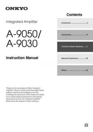 Onkyo A9050 A-9050 Operating Guide User Instructions