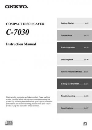 Onkyo C7070 C-7070 Operating Guide User Instructions