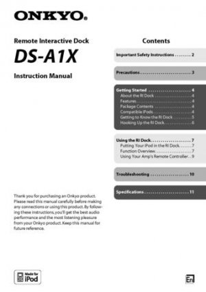 Onkyo DSA1XP DS-A1XP DSA-1XP Operating Guide User Instructions