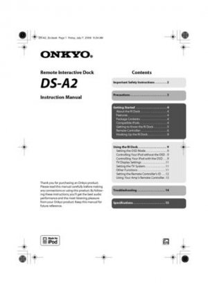 Onkyo DSA2X DS-A2X DSA-2X Operating Guide User Instructions