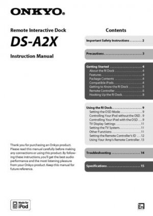Onkyo DSA3 DS-A3 DSA-3 Operating Guide User Instructions