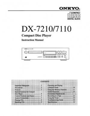 Onkyo DX7211 DX-7211 Operating Guide User Instructions