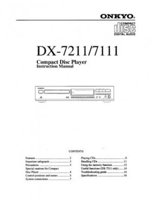 Onkyo DX7500 DX-7500 Operating Guide User Instructions