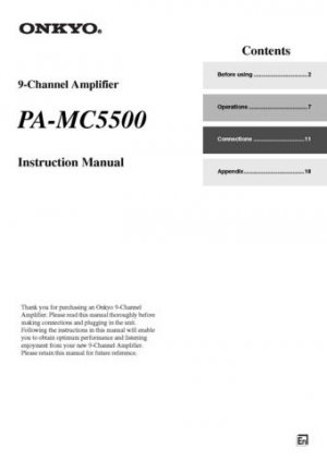 Onkyo RFEX6 RF-EX6 RFEX-6 Operating Guide User Instructions