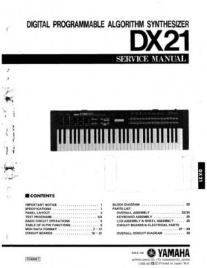 Yamaha DX27 DX-27 Service Manual