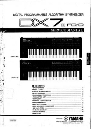 Yamaha DX7S DX-7S Service Manual