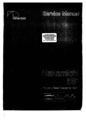 Nakamichi 581 Service Manual