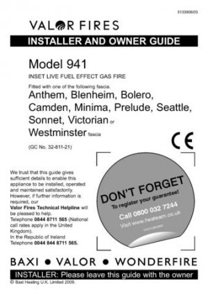 Wonderfire Seattle 941 Install and Operating Guide