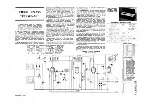 Vidor CN353 CN-353 Personal Vintage Wireless Service Information