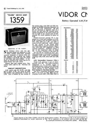 Vidor CN436 CN-436 Vintage Wireless Service Information