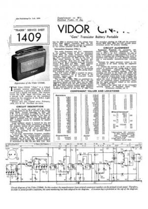 Vidor CN440 CN-440 Gem Vintage Wireless Service Information