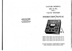 Taylor 45A Instructions with Schematics etc