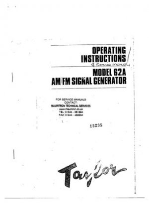 Taylor 62A Operating Guide