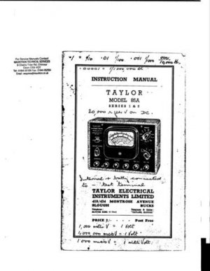 Taylor 85A Series 2 Instructions with Schematics etc
