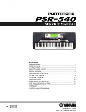 Yamaha PSR540 PSR-540 Service Manual