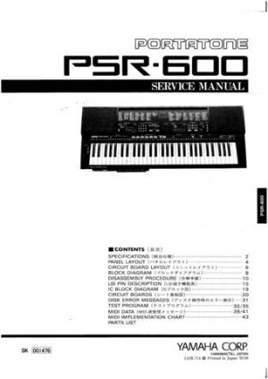 Yamaha PSR600 PSR-600 Service Manual