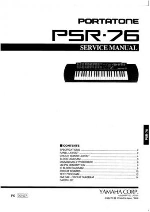 Yamaha PSR76 PSR-76 Service Manual