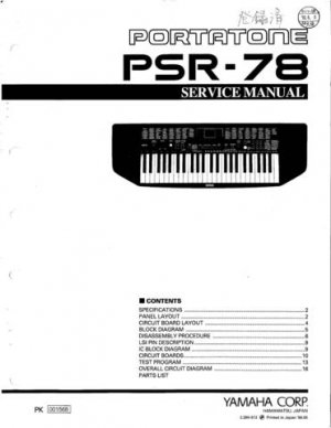 Yamaha PSR78 PSR-78 Service Manual