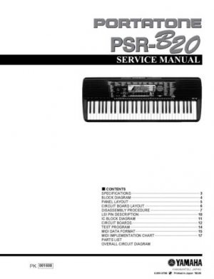 Yamaha PSRB20 PSR-B20 PSRB-20 Service Manual