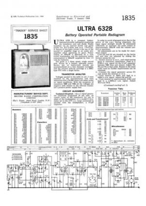 Ultra 6328 Radiogram Repair Schematics etc