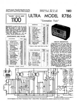 Ultra Coronation Twin Vintage Wireless Repair Schematics etc