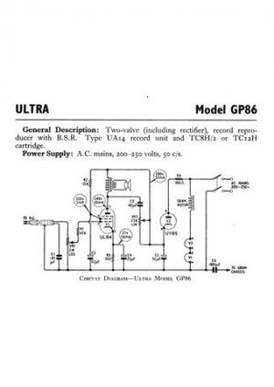 Ultra GP86 GP-86 RP Repair Schematics etc