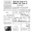 Ekco Compact 16 Vintage TVTechnical Repair Schematics etc